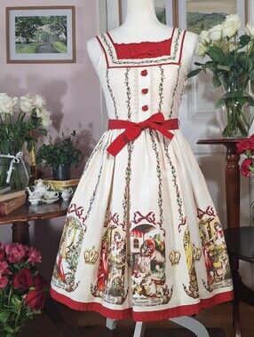Innocent World Ivory Red Riding Hood Print JSK & Socks Set | Classic Lolita